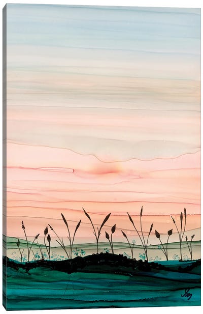 Disappearing Sun Canvas Art Print - Alcohol Ink Art