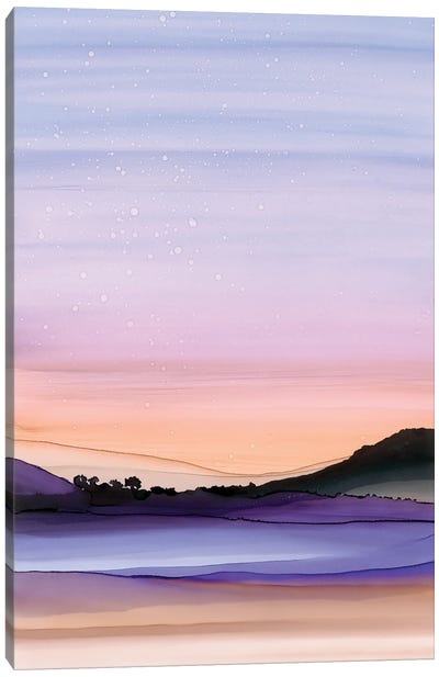 Twilight Stars Canvas Art Print - Purple Abstract Art