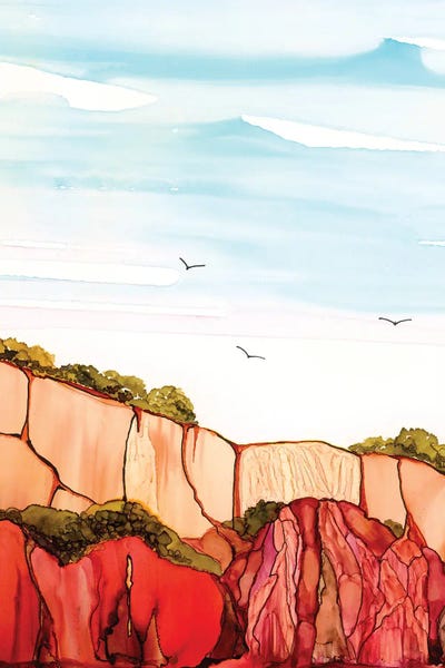 Red Cliffs At Falesia by Jan Matthews framed canvas print