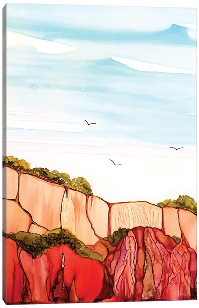 Red Cliffs At Falesia Canvas Art Print - Jan Matthews