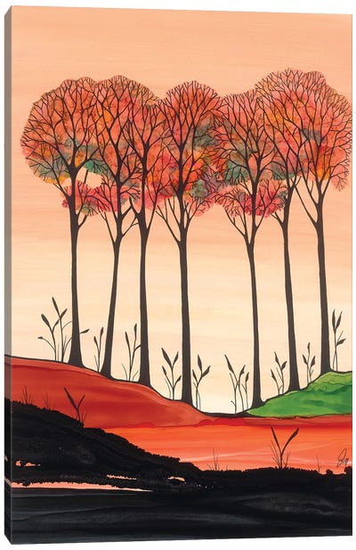 Orange Sunset Canvas Art Print - Jan Matthews