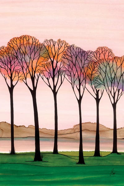 Rainbow Trees by Jan Matthews multi panel art
