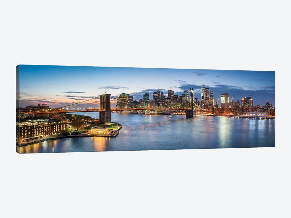 Elevated View Of The Manhattan Skyline With Brooklyn Bridge by Jan Becke 1-piece Canvas Artwork