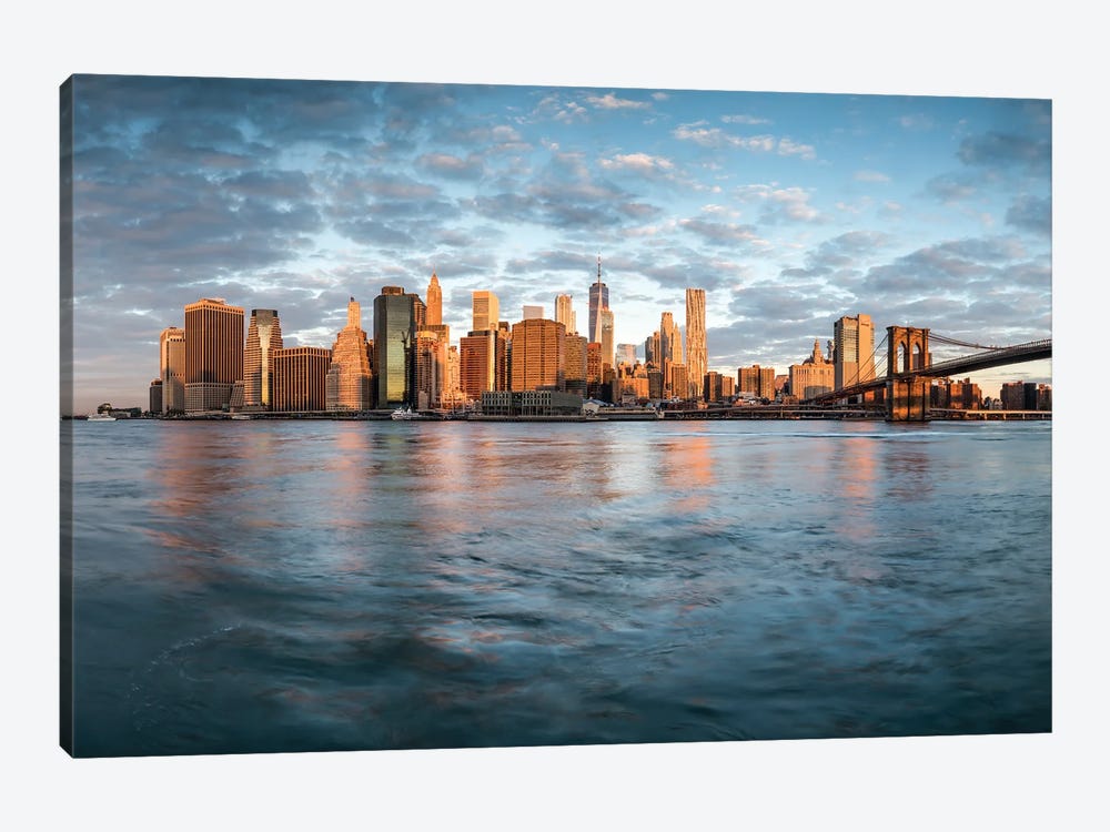 Manhattan Skyline And Brooklyn Bridge by Jan Becke 1-piece Canvas Art