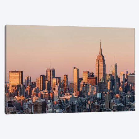 Manhattan Skyline At Sunset With View Of The Empire State Building Canvas Print #JNB1024} by Jan Becke Art Print