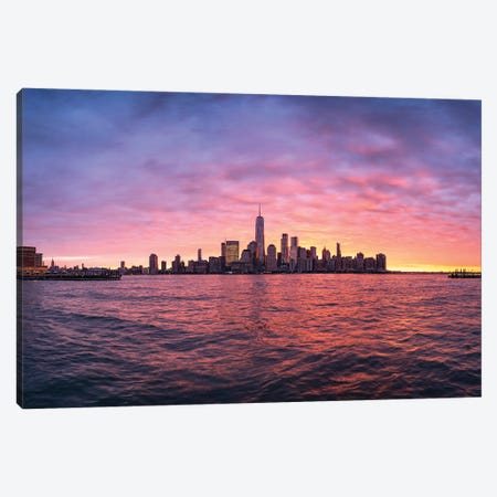 New York City Sunrise With View Of The Manhattan Skyline Canvas Print #JNB1025} by Jan Becke Art Print