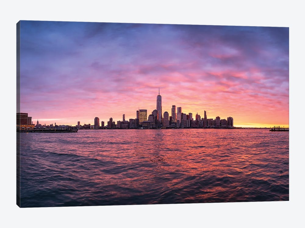 New York City Sunrise With View Of The Manhattan Skyline by Jan Becke 1-piece Canvas Art Print