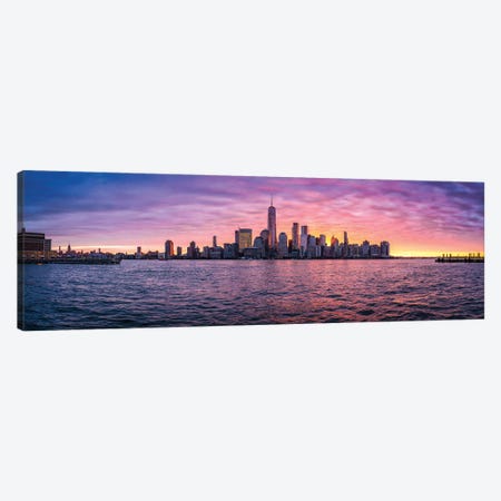 Panoramic View Of The Lower Manhattan Skyline At Sunrise Canvas Print #JNB1026} by Jan Becke Canvas Art Print