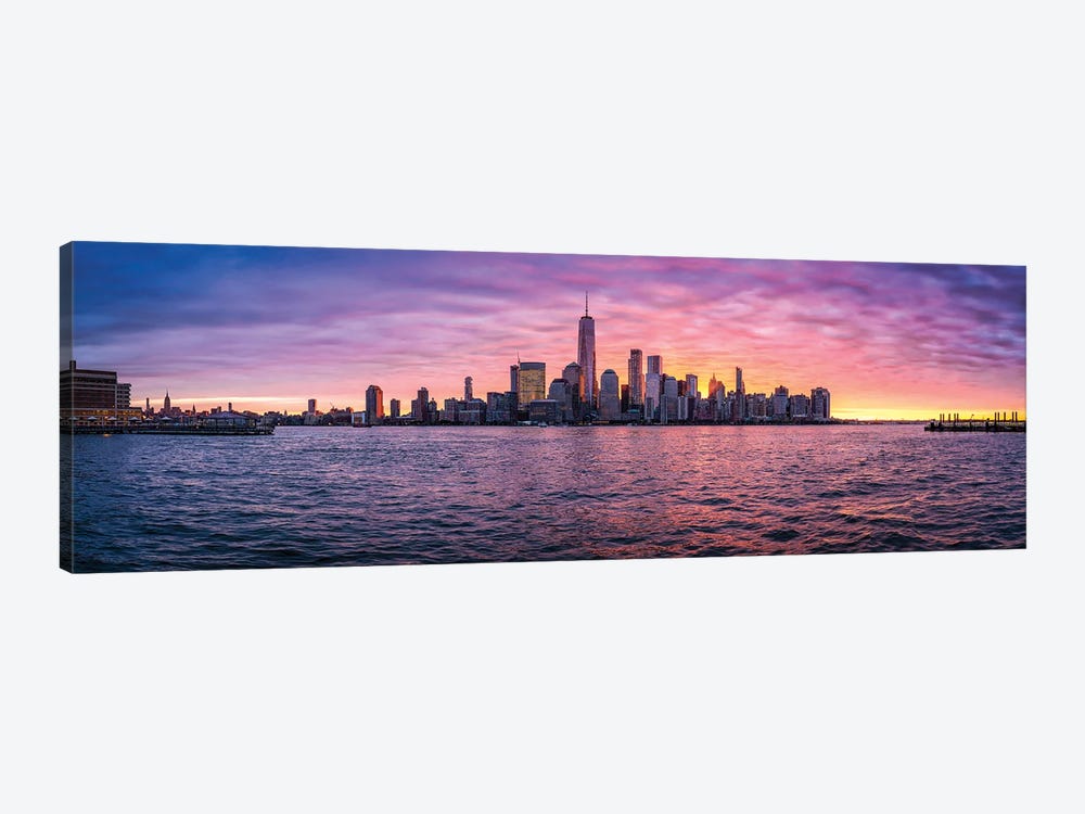Panoramic View Of The Lower Manhattan Skyline At Sunrise by Jan Becke 1-piece Canvas Wall Art