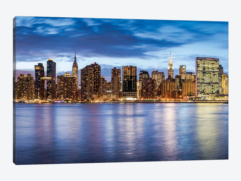 Manhattan Skyline With Empire State Building And Chrysler Building At Dusk by Jan Becke 1-piece Canvas Art