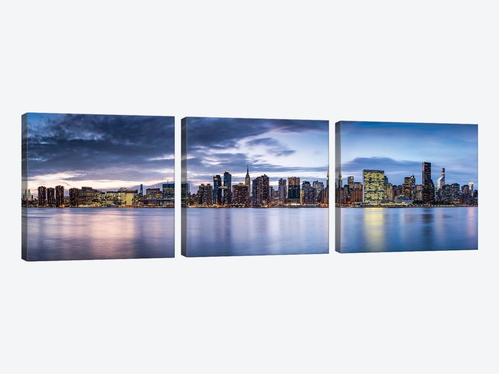 Manhattan Skyline Panorama With Empire State Building And Chrysler Building by Jan Becke 3-piece Art Print