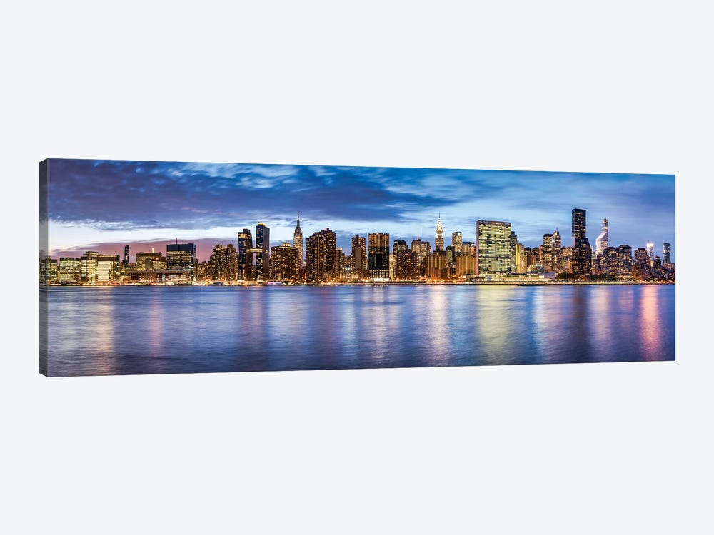 Manhattan Skyline Panorama With Empire State Building And Chrysler Building At Night by Jan Becke 1-piece Canvas Artwork