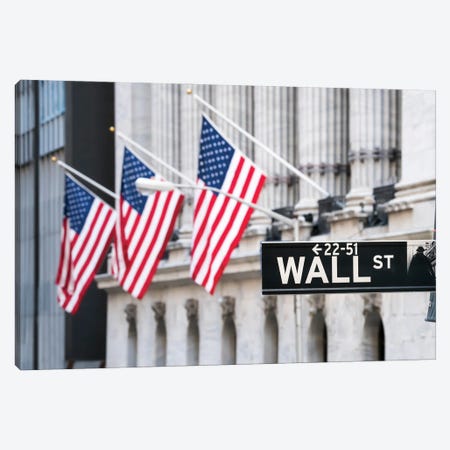 New York Stock Exchange At Wall Street, Lower Manhattan, New York City, Usa Canvas Print #JNB1034} by Jan Becke Canvas Artwork