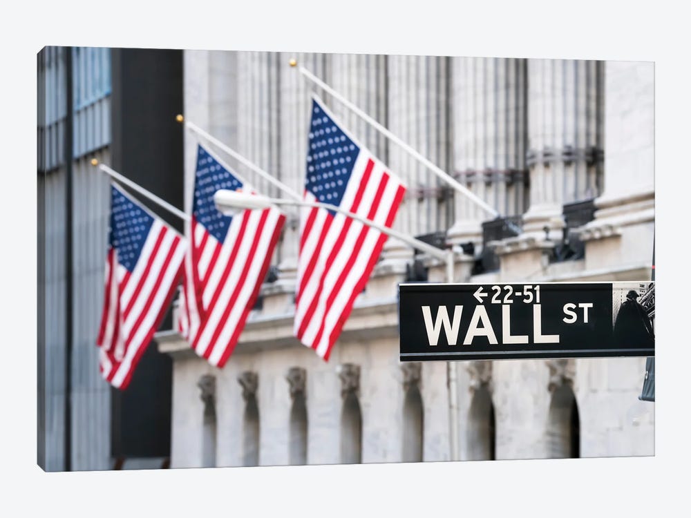 New York Stock Exchange At Wall Street, Lower Manhattan, New York City, Usa by Jan Becke 1-piece Canvas Art Print