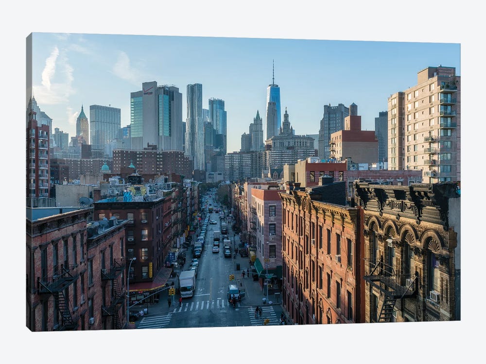 View Of China Town With Lower Manhattan Skyline In The Background, New York City, Usa by Jan Becke 1-piece Canvas Art Print