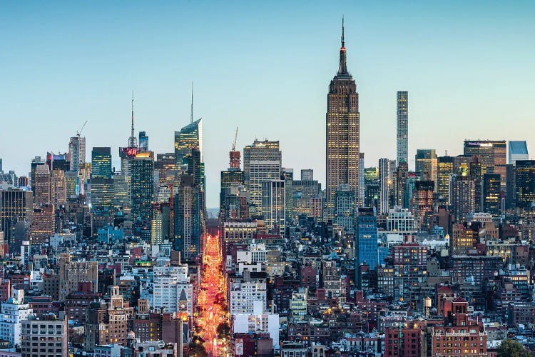 Manhattan Skyline With Empire State Building At Dusk