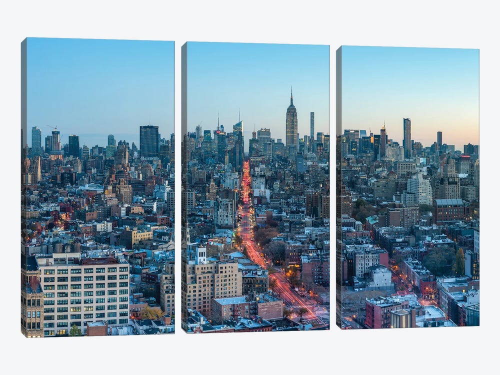 Aerial View Of Midtown Manhattan And Empire State Building At Dusk by Jan Becke 3-piece Canvas Print