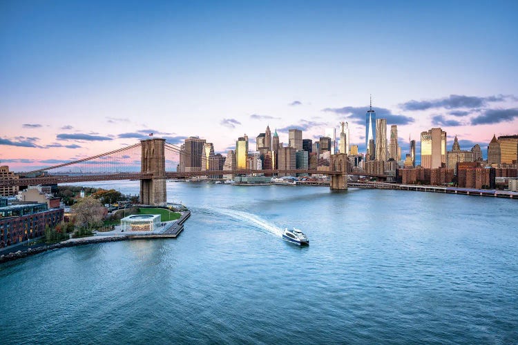 Brooklyn Bridge And Lower Manhattan Skyline On A Winter Morning by Jan Becke wall art