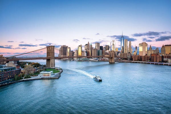 Brooklyn: Brooklyn Bridge And Lower Manhattan Skyline On A Winter Morning by Jan Becke