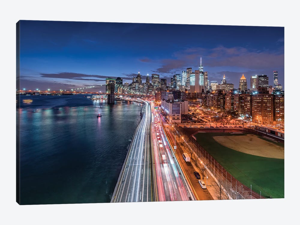 View Of The Lower Manhattan Skyline At Night, New York City, Usa by Jan Becke 1-piece Canvas Art