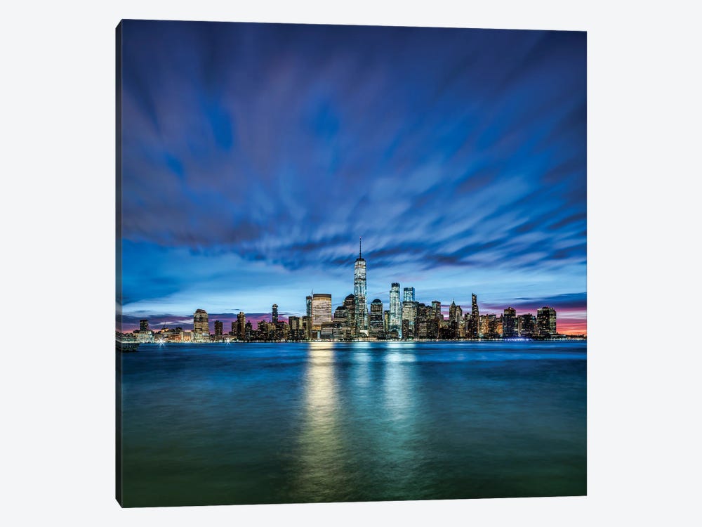 Manhattan Skyline At Night Seen From New Jersey by Jan Becke 1-piece Canvas Artwork