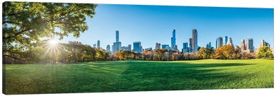 Panoramic View Of Sheep Meadow In Central Park, New York City, Usa Canvas Art Print - Central Park