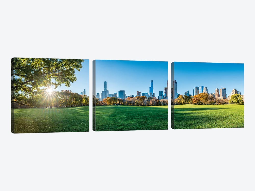Panoramic View Of Sheep Meadow In Central Park, New York City, Usa by Jan Becke 3-piece Canvas Art