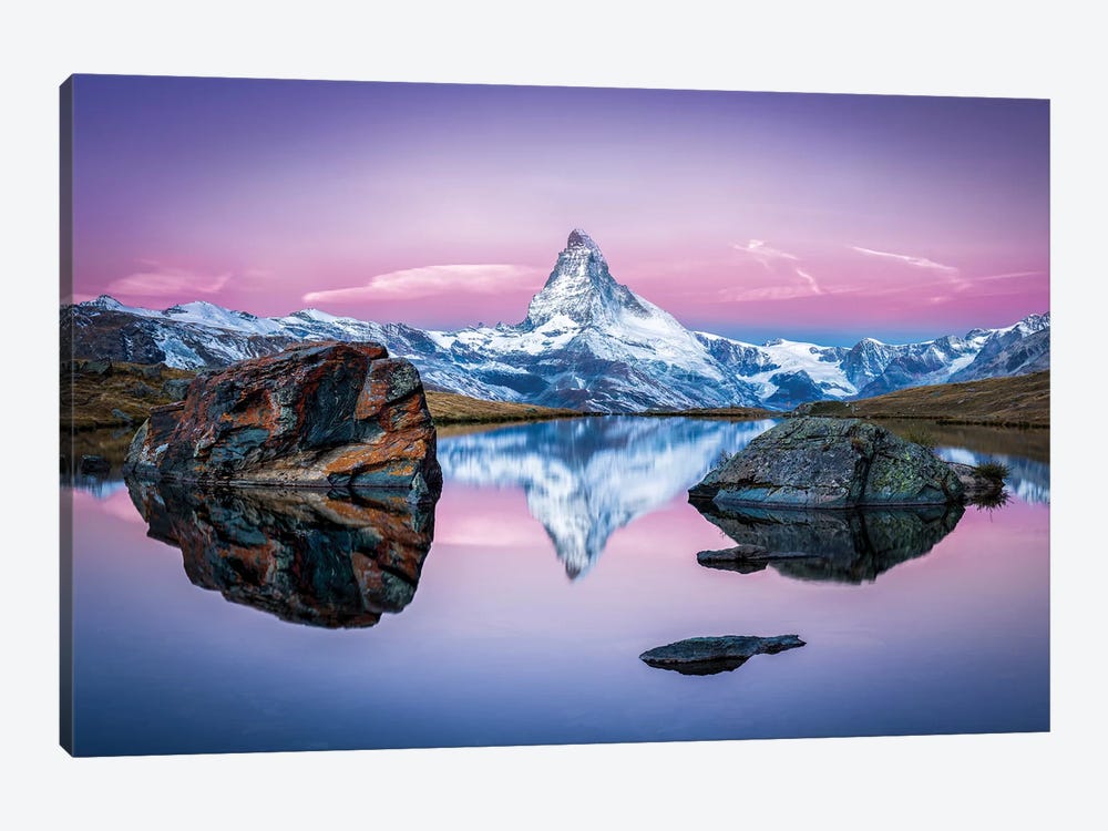 Stellisee And Matterhorn In Winter by Jan Becke 1-piece Canvas Artwork