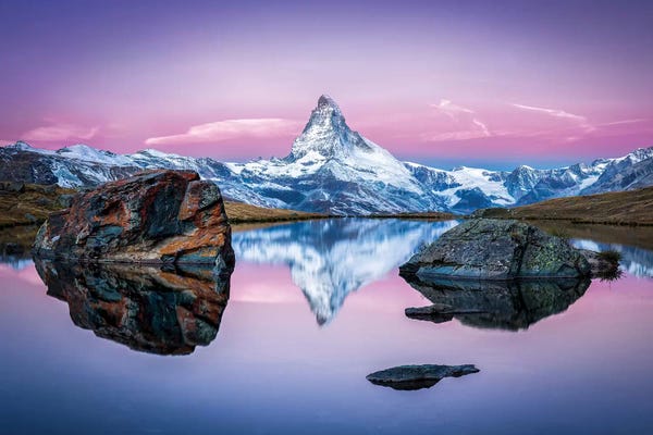 Lakes: Stellisee And Matterhorn In Winter by Jan Becke
