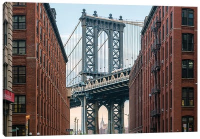 Manhattan Bridge Seen From Dumbo In Brooklyn, New York City Canvas Art Print - Brooklyn Art