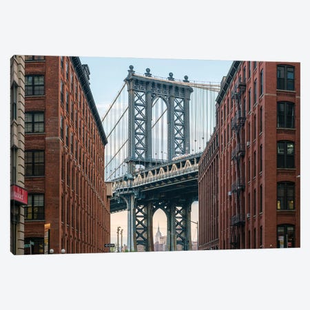 Manhattan Bridge Seen From Dumbo In Brooklyn, New York City Canvas Print #JNB1071} by Jan Becke Canvas Print