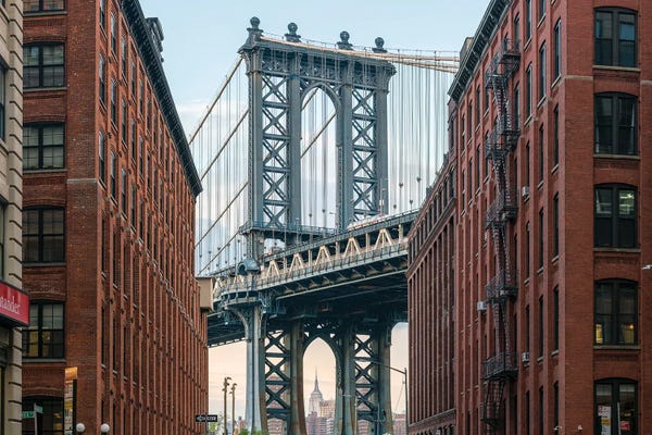 Brooklyn: Manhattan Bridge Seen From Dumbo In Brooklyn, New York City by Jan Becke