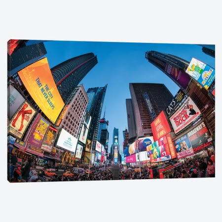 Giant Billboards At Times Square At Night, New York City, Usa Canvas Print #JNB1072} by Jan Becke Art Print