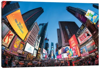 Giant Billboards At Times Square At Night, New York City, Usa Canvas Art Print - Times Square
