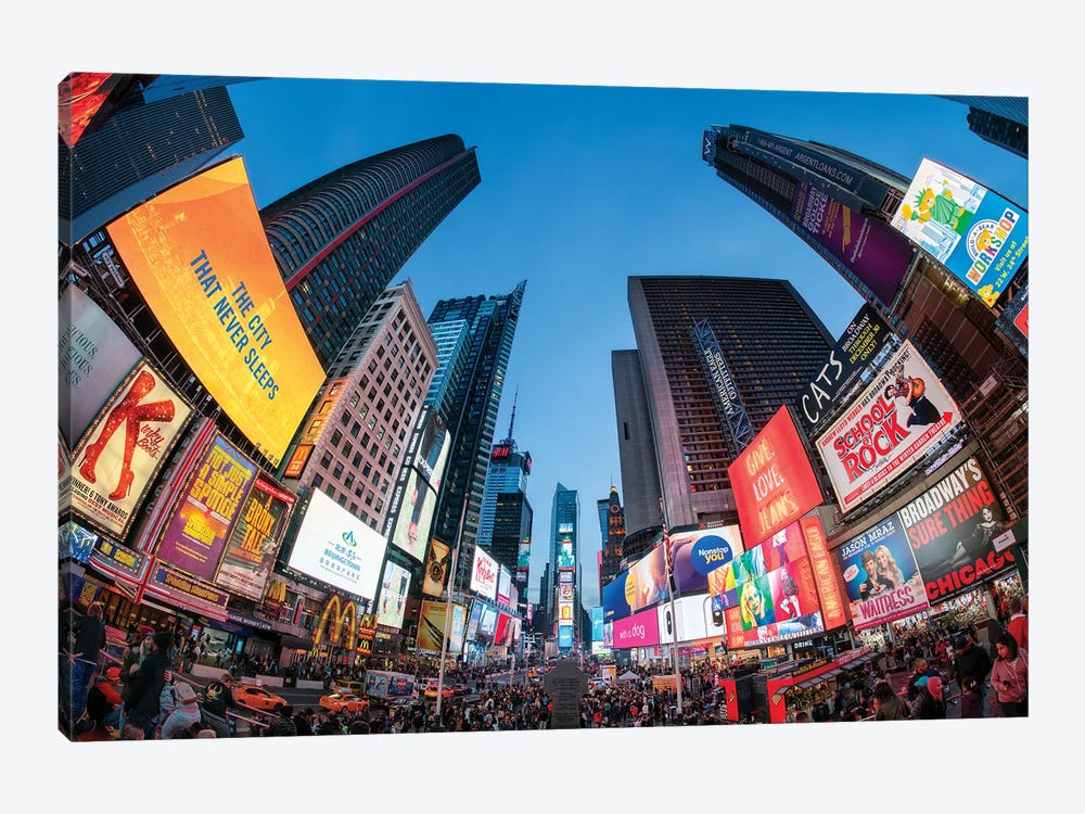 Giant Billboards At Times Square At Night, New York City, Usa by Jan Becke 1-piece Canvas Art Print