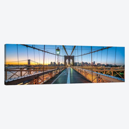 Panoramic View Of The Brooklyn Bridge At Sunrise, New York City, Usa Canvas Print #JNB1073} by Jan Becke Art Print
