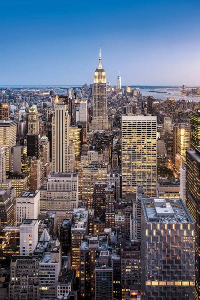 Manhattan: Empire State Building And Manhattan Skyline In New York City by Jan Becke