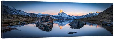 Stellisee And Matterhorn Panorama Canvas Art Print - Switzerland Art