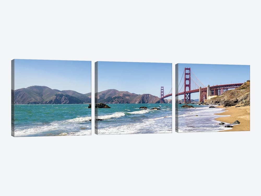 Golden Gate Bridge Seen From Marshall Beach, San Francisco, California, Usa by Jan Becke 3-piece Canvas Art Print