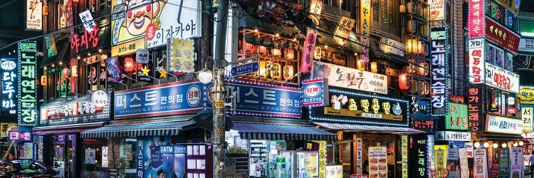 Colorful Neon Billboards At The Songpa Nighlife District, Seoul