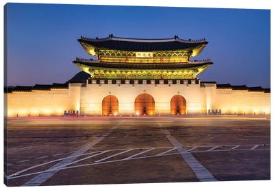Gyeongbokgung Palace At Night, Seoul, South Korea Canvas Art Print - Castle & Palace Art
