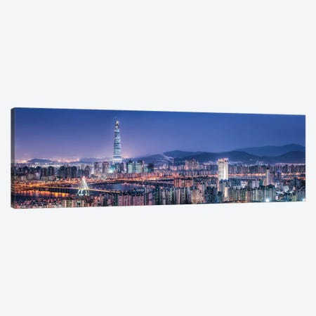 Seoul Skyline At Night With View Of Lotte World Tower Canvas Print #JNB1088} by Jan Becke Canvas Art