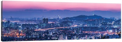 Seoul Skyline At Dusk With View Of Namsan Mountain And N Seoul Tower Canvas Art Print - South Korea