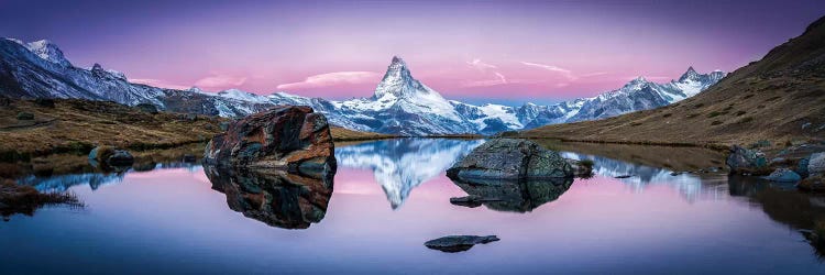 Stellisee And Matterhorn Panorama In Winter