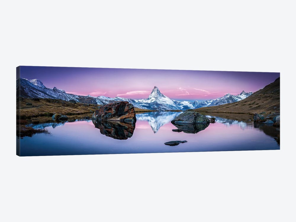 Stellisee And Matterhorn Panorama In Winter by Jan Becke 1-piece Canvas Artwork
