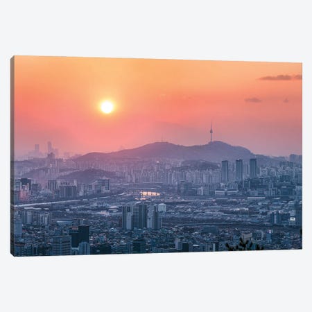 Seoul Skyline At Sunset With View Of Namsan And N Seoul Tower Canvas Print #JNB1090} by Jan Becke Canvas Print
