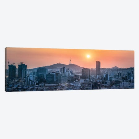 Seoul Skyline Panorama At Sunset With View Of Namsan Mountain And N Seoul Tower Canvas Print #JNB1091} by Jan Becke Canvas Art Print