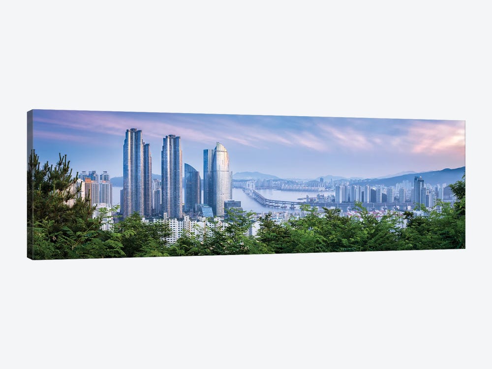 Busan Skyline Panorama With Haeundae I Park Marina Buildings by Jan Becke 1-piece Canvas Print