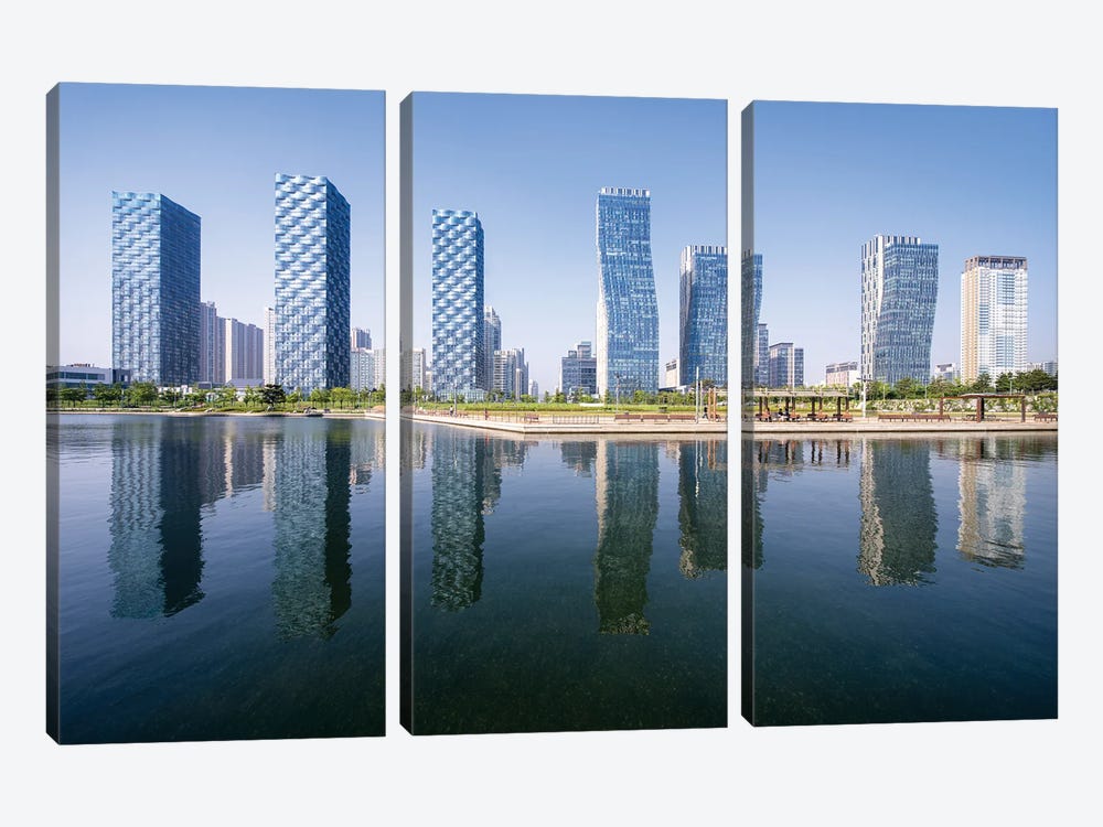 Modern Architecture In Songdo, South Korea by Jan Becke 3-piece Canvas Wall Art