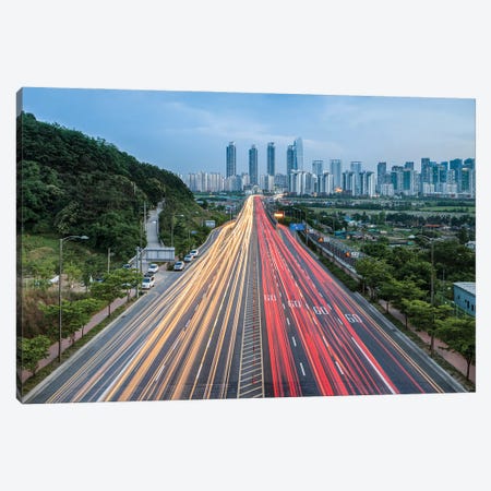 Songdo Skyline And Busy Highway, South Korea Canvas Print #JNB1095} by Jan Becke Canvas Art